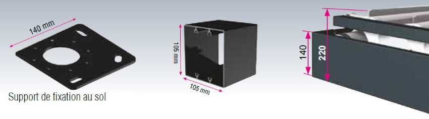 platine poteau et encombrement pergola estoril