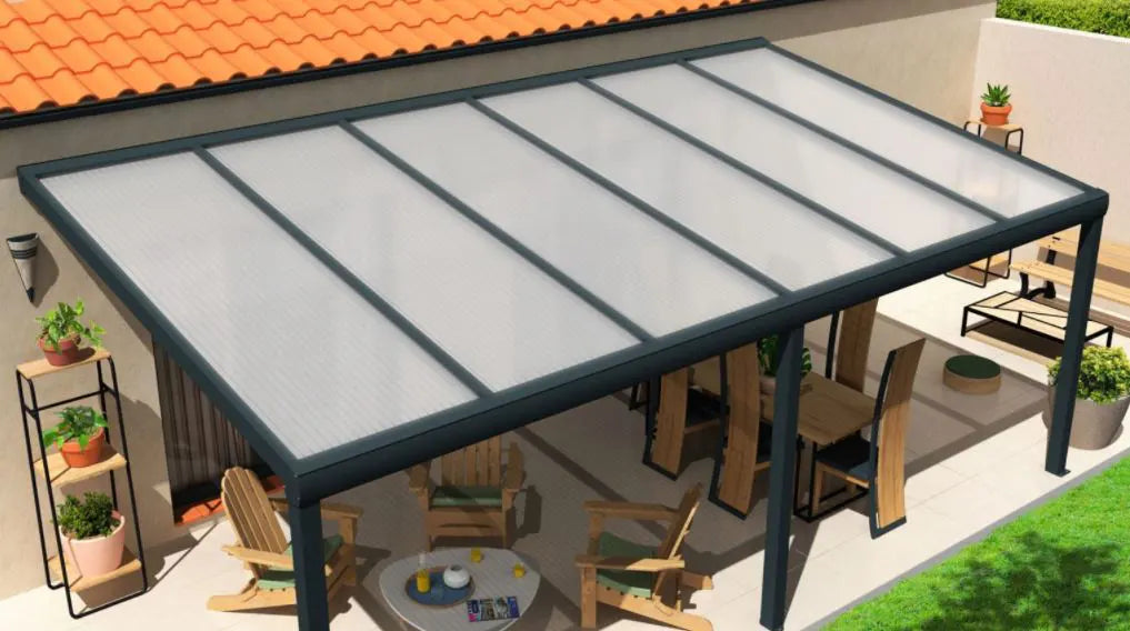 Pergola aluminium à toit vitré, toit de terrasse sur-mesure