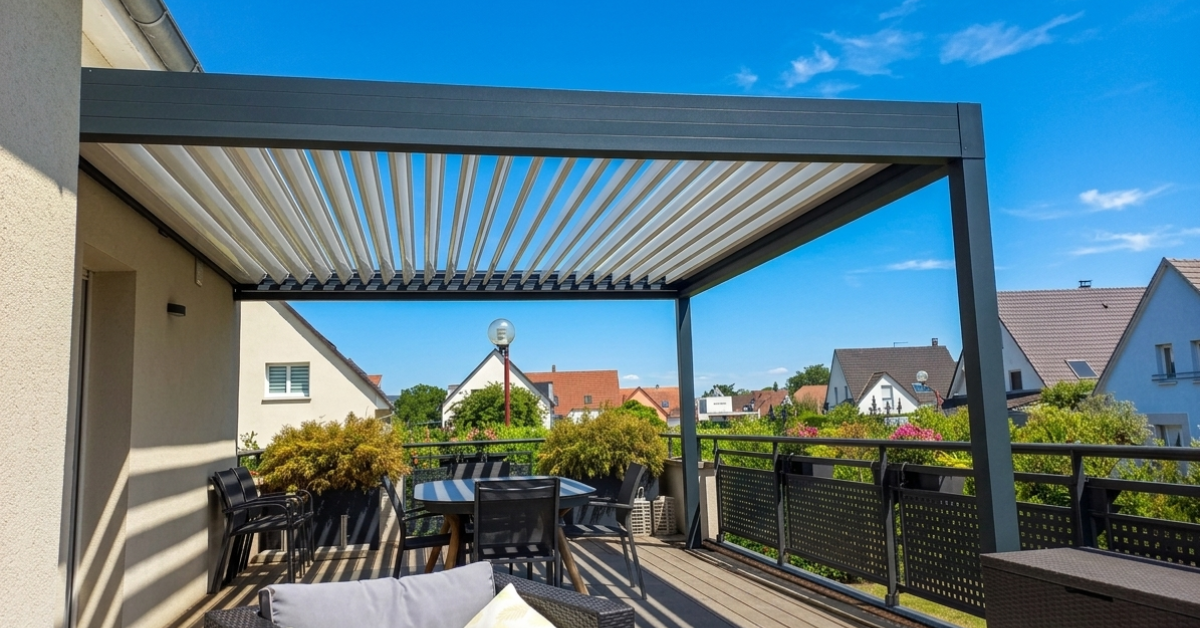 canicule pergola bioclimatique terrasse salon de jardin été