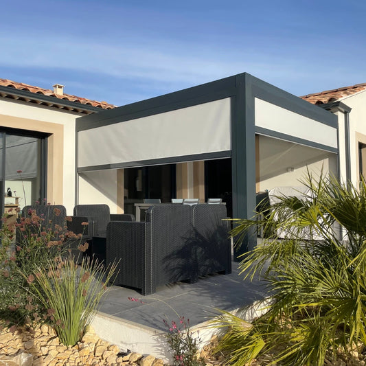 Store Pergola Coulissant Motorisé 115 DICKSON SUNWORKER OPEN