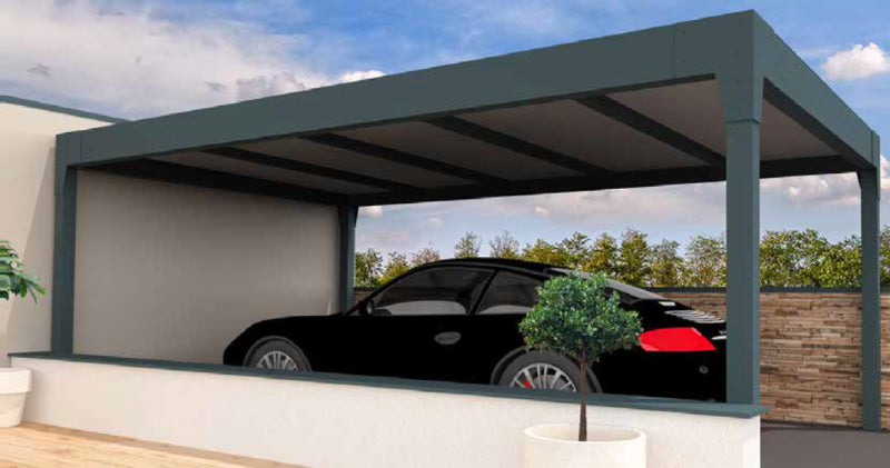 carport autoporté aluminium toiture thermotop coloris RAL 7016